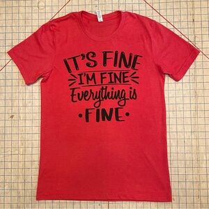 Canvas graphic tee, size M, Heather/light red